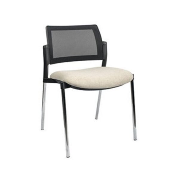 Silla multiproposito o de visita Kyos, estructura de 4 patas, asiento tapizado y resapldo de malla