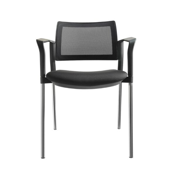 Silla multiproposito o de visita Kyos, estructura de 4 patas, asiento tapizado y resapldo de malla