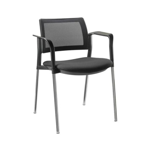 Silla multiproposito o de visita Kyos, estructura de 4 patas, asiento tapizado y resapldo de malla
