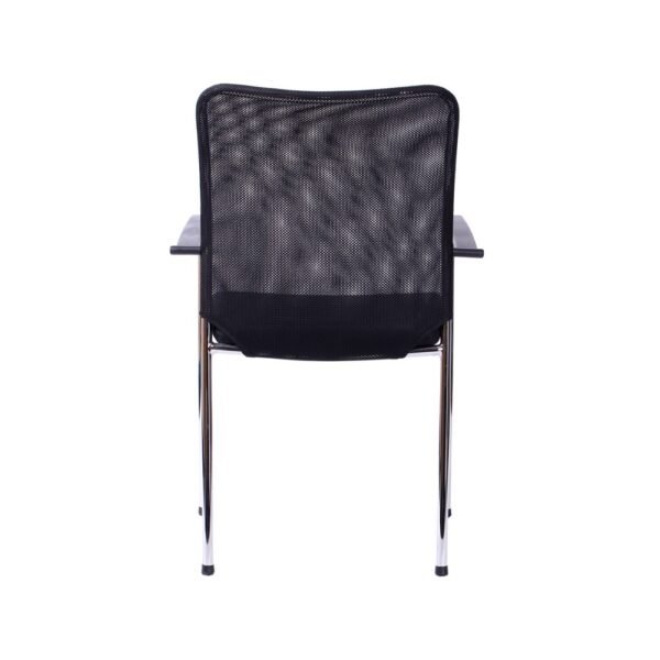 Silla multiproposito o de viista, estructura de 4 patas cromadas, respaldo de malla, asiento tapizado, brazos fijos