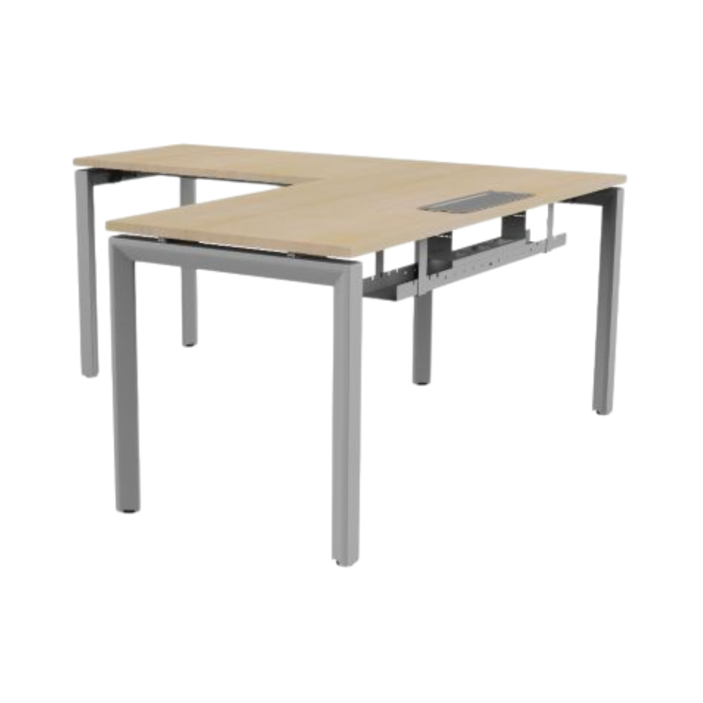 escritorio L, base corchete, perfil metalico