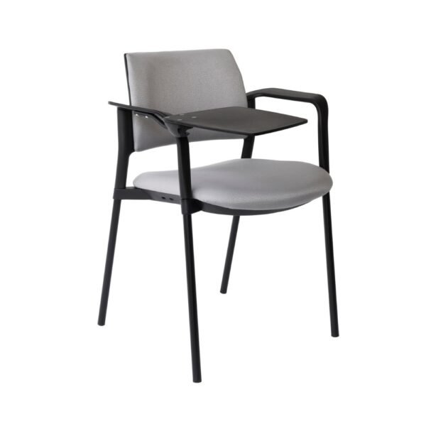 silla universitaria Kyos, tapizada, estructura metalica con brazos, paleta abatible plastica