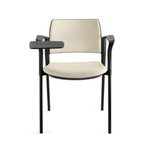silla universitaria Kyos, tapizada, estructura metalica con brazos, paleta abatible plastica