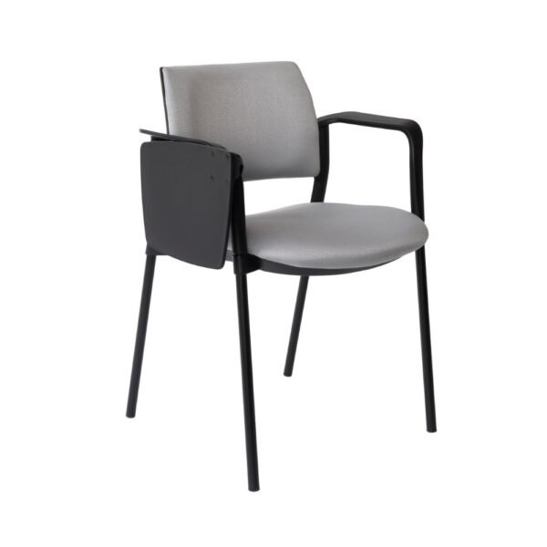 silla universitaria Kyos, tapizada, estructura metalica con brazos, paleta abatible plastica