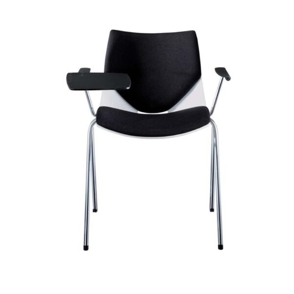 silla universitaria, Shell, base 4 patas cromadas, asiento monocasco plastico, PP, con tapizado, paleta abatible
