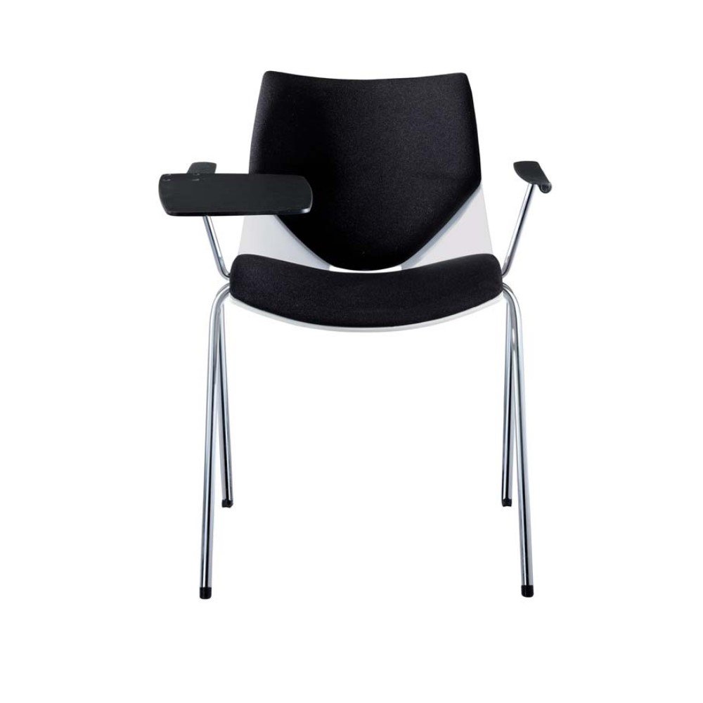 silla universitaria, Shell, base 4 patas cromadas, asiento monocasco plastico, PP, con tapizado, paleta abatible