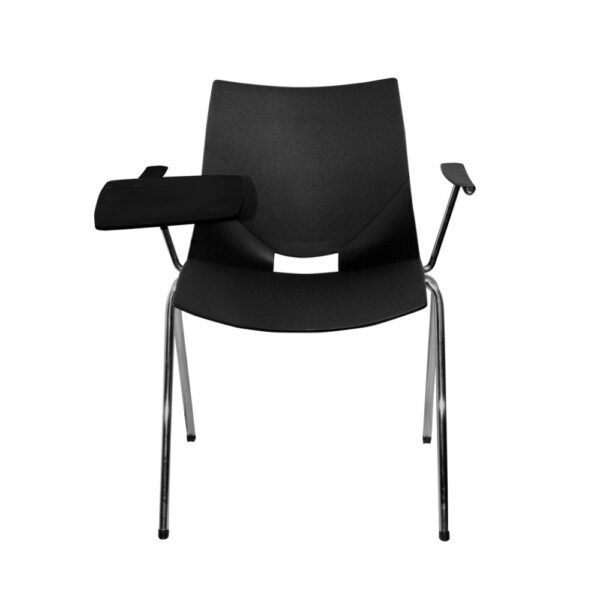 silla universitaria, Shell, base 4 patas cromadas, asiento monocasco plastico, PP, paleta abatible