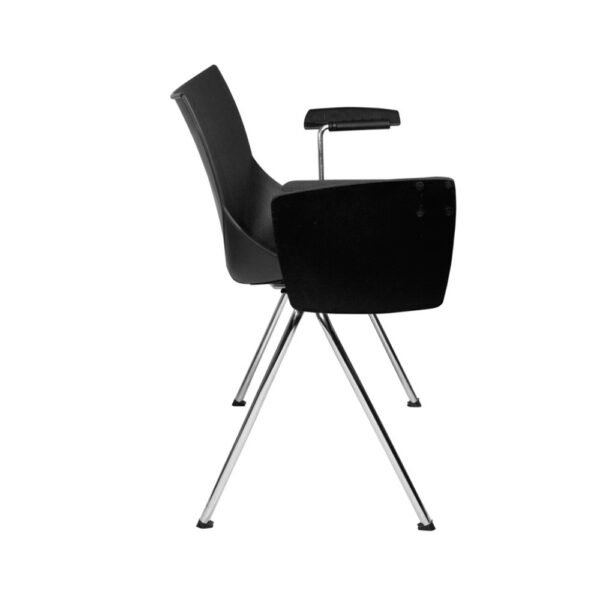 silla universitaria, Shell, base 4 patas cromadas, asiento monocasco plastico, PP, paleta abatible