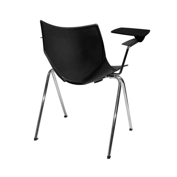 silla universitaria, Shell, base 4 patas cromadas, asiento monocasco plastico, PP, paleta abatible