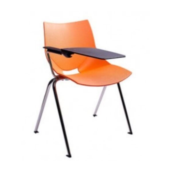 silla universitaria, Shell, base 4 patas cromadas, asiento monocasco plastico, PP, paleta abatible