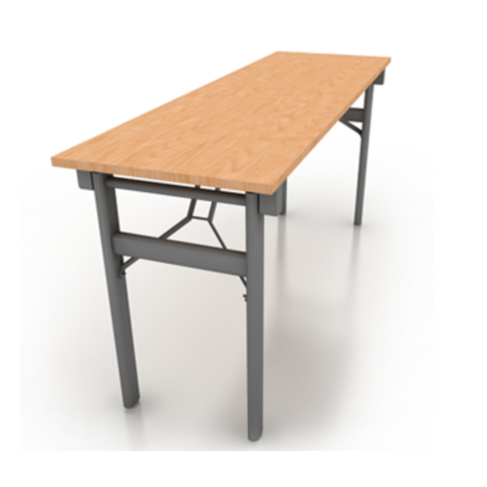 mesa plegable, base metalica con patas abatibles y seguro mariposa