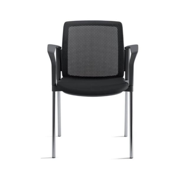 Silla de visita o multiproposito Nik, estructura de 4 patas cromadas o negras, asiento y resplado tapizado o de respaldo de malla. Brazos fijos