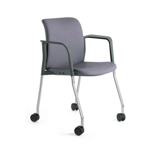 Silla de visita o multiproposito Nik, estructura de 4 patas cromadas o negras, asiento y resplado tapizado o de respaldo de malla. Con ruedas