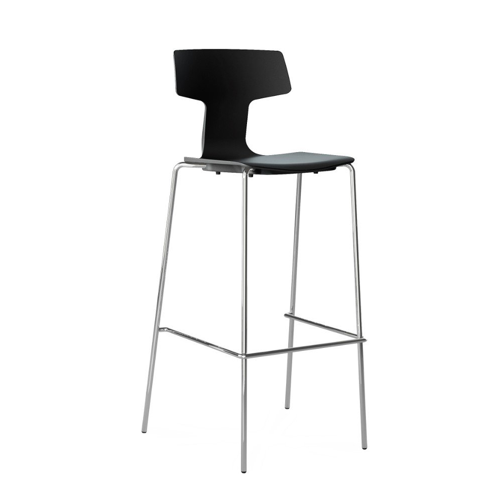 taburete Split, estructura metalica, asiento y respaldo plastico