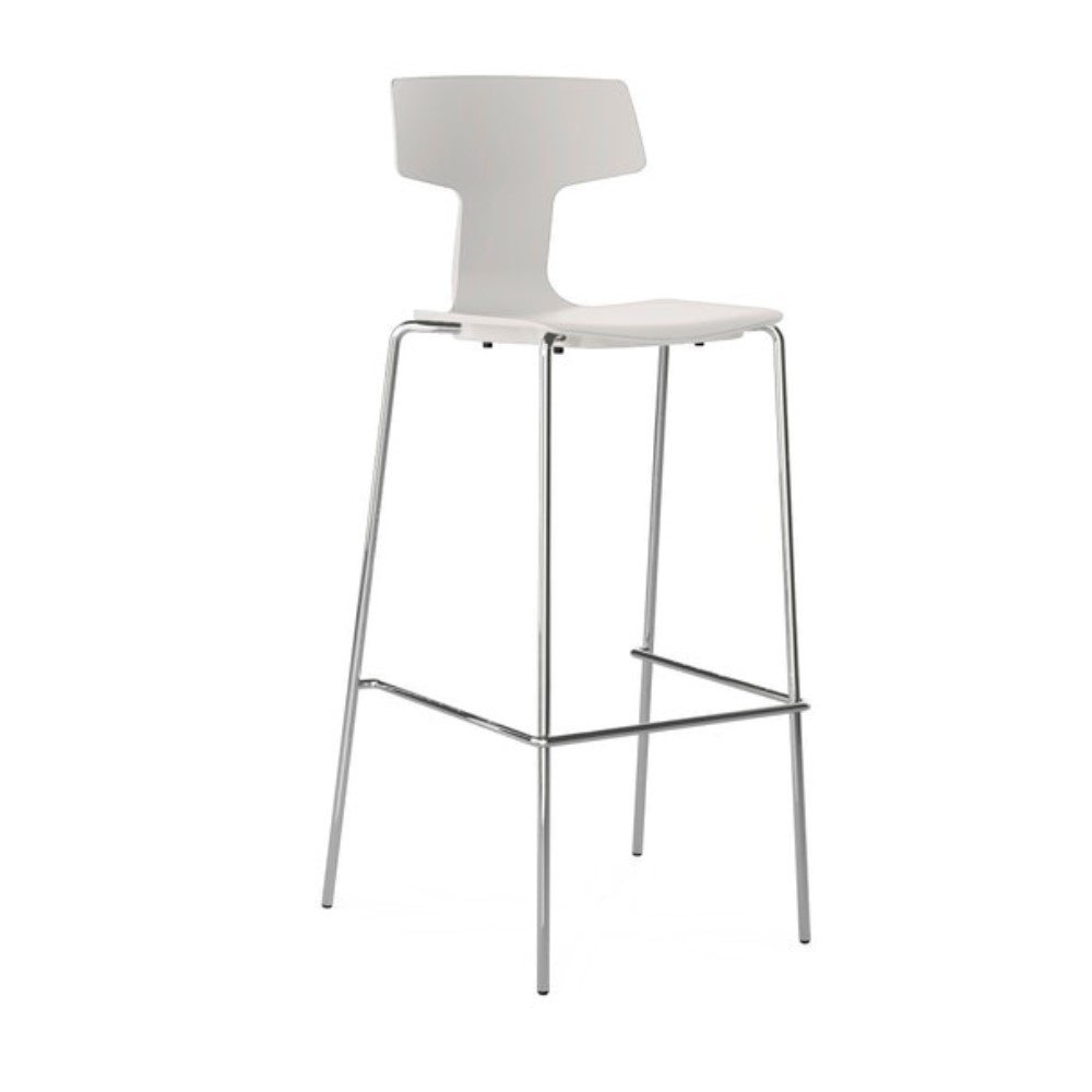 taburete Split, estructura metalica, asiento y respaldo plastico