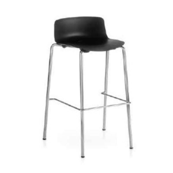 taburete Vesper, estructura metalica, asiento y respaldo plastico