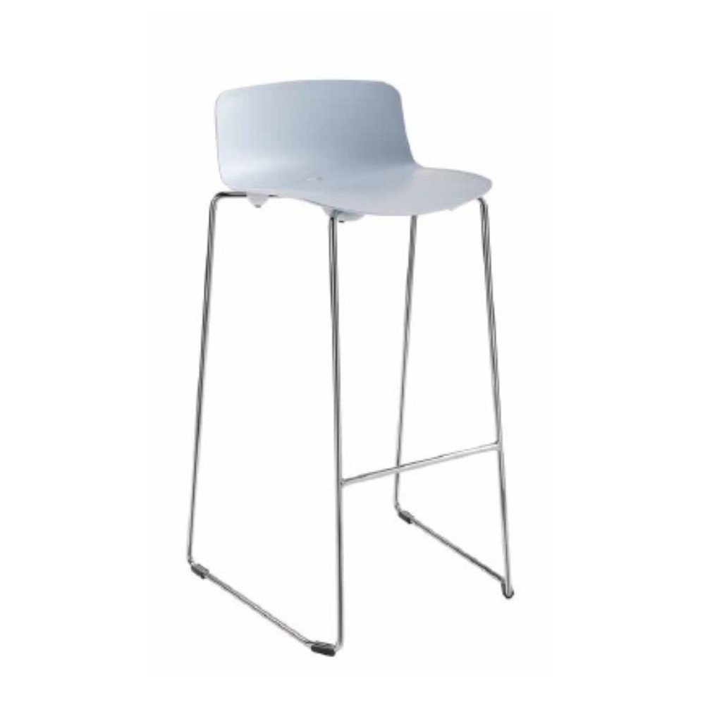 taburete Vesper, estructura metalica, asiento y respaldo plastico