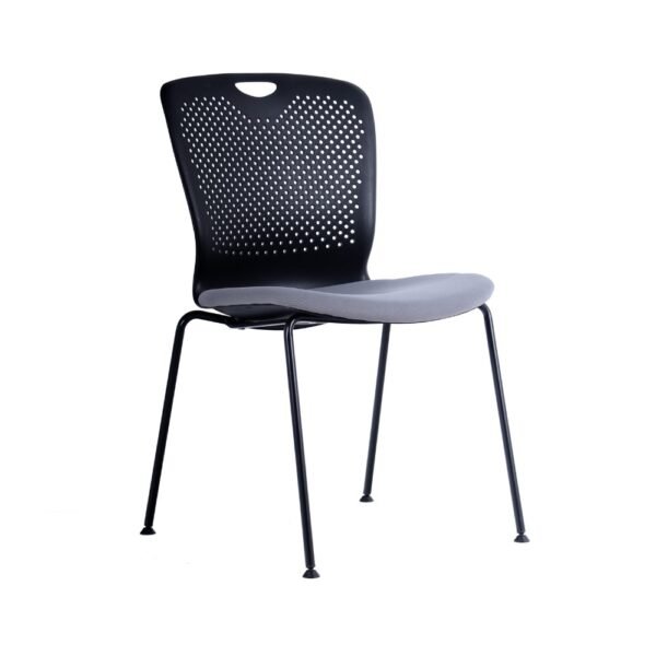 Silla de visita multiproposito Maipo, estructura de 4 patas asiento tapizado color negro, respaldo plastico negro