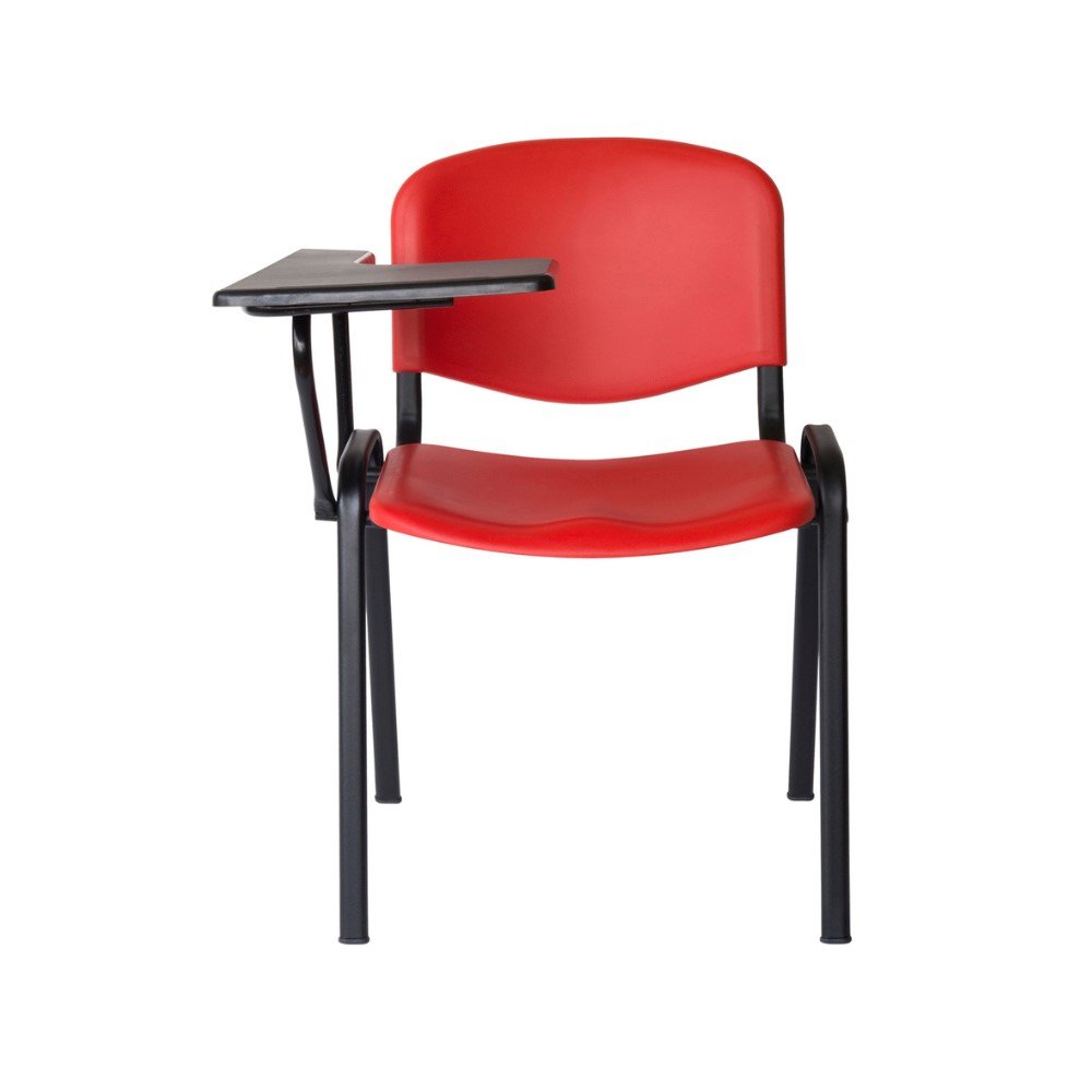 silla Nova Iso, estructura metalica, asiento y repspaldo de polipropileno, plastica, paleta nacional abatible.