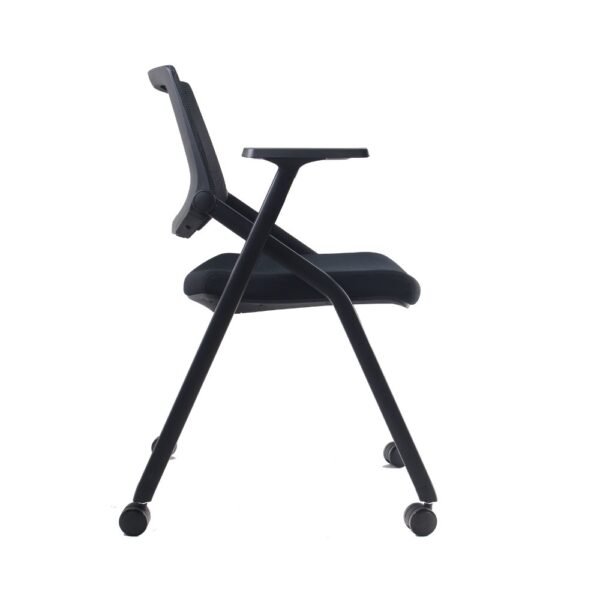 Silla de visita Elba, estructura de 4 patas con ruedas o patines, plegable, respaldo de malla y asiento tapizado, con brazos