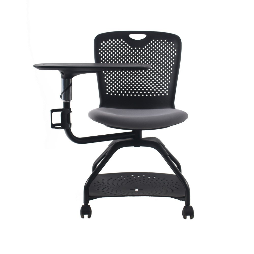 silla universitaria, Tiber, base giratoria con ruedas y repisa porta libros, paleta movil