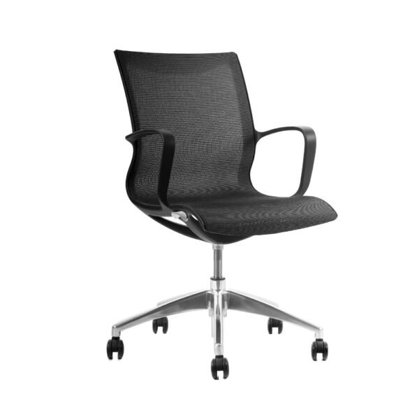 silla nilo base giratoria de aluminio, operativa, respaldo y asiento de malla
