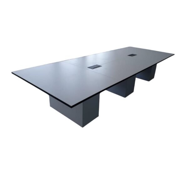 mesa de reuniones base melamina con canaleta en melamina, cajas electricas
