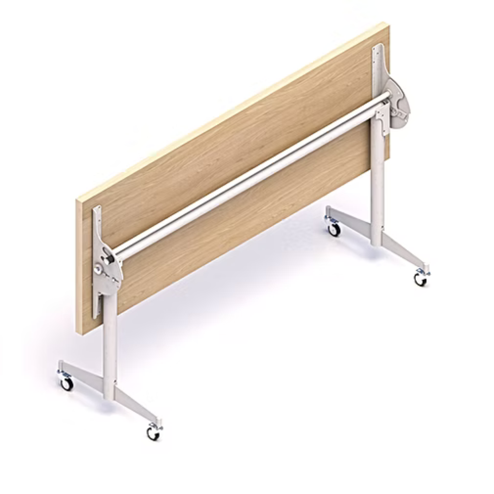 MESA TT CON CUBIERTA ABATIBLE , BASE CON RUEDAS CON FRENO, CUBIERTA LAMINADA O MELAMINA A DEFINIR