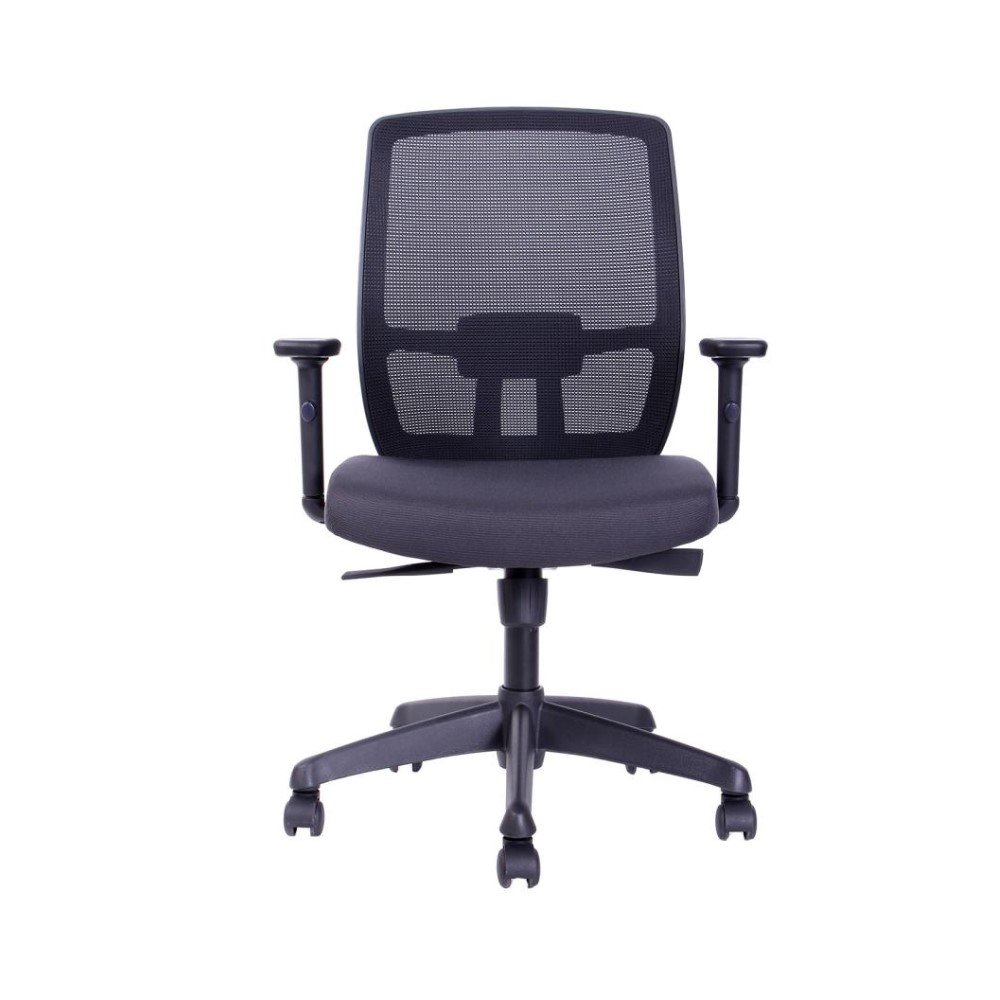 silla ejecutiva profesional Work, sincronica, brazos regulables, asiento tapizado, respaldo malla