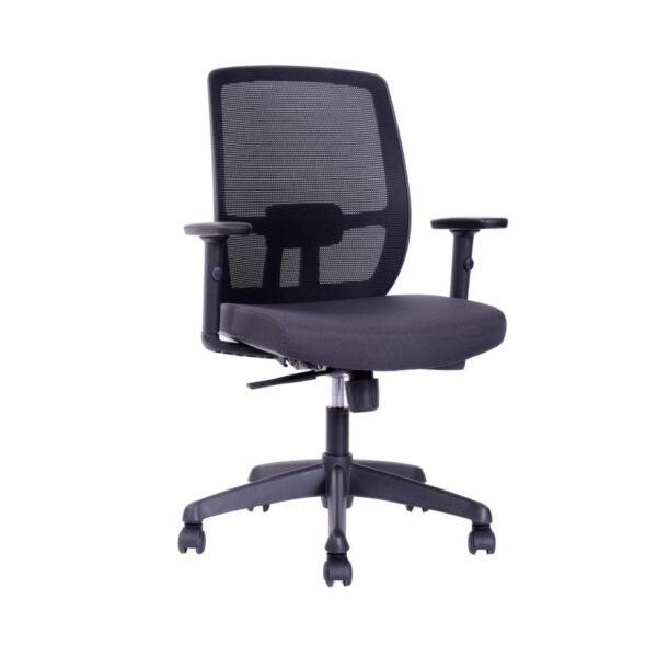 silla ejecutiva profesional Work, sincronica, brazos regulables, asiento tapizado, respaldo malla