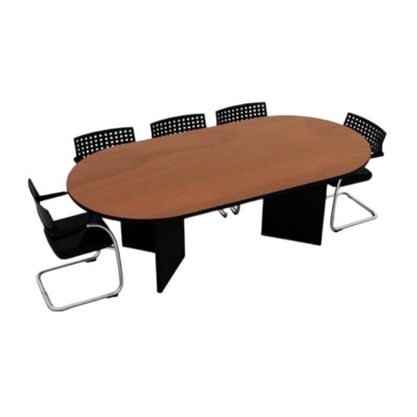 mesa de reuniones base melamina en V, cajas electricas