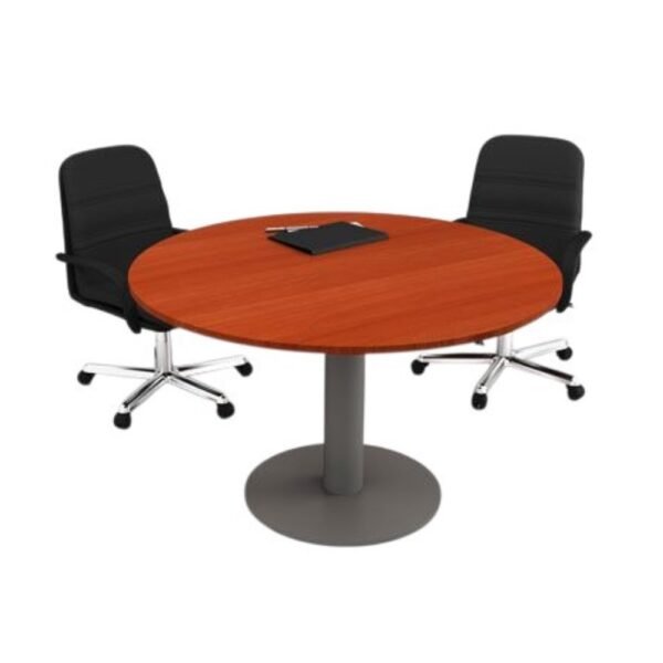 mesa de reuniones redonda con base metalica plato