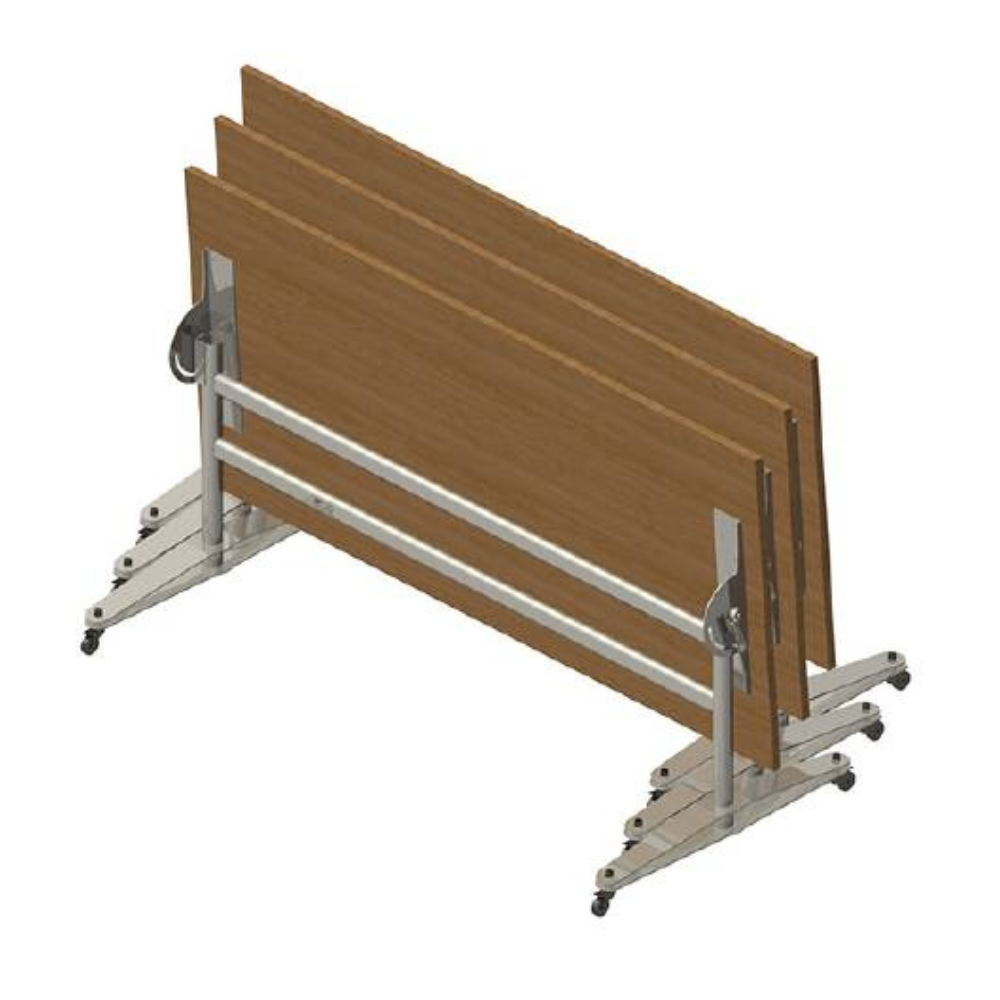 mesa TT cubierta abatible, base metalica con ruedas con freno