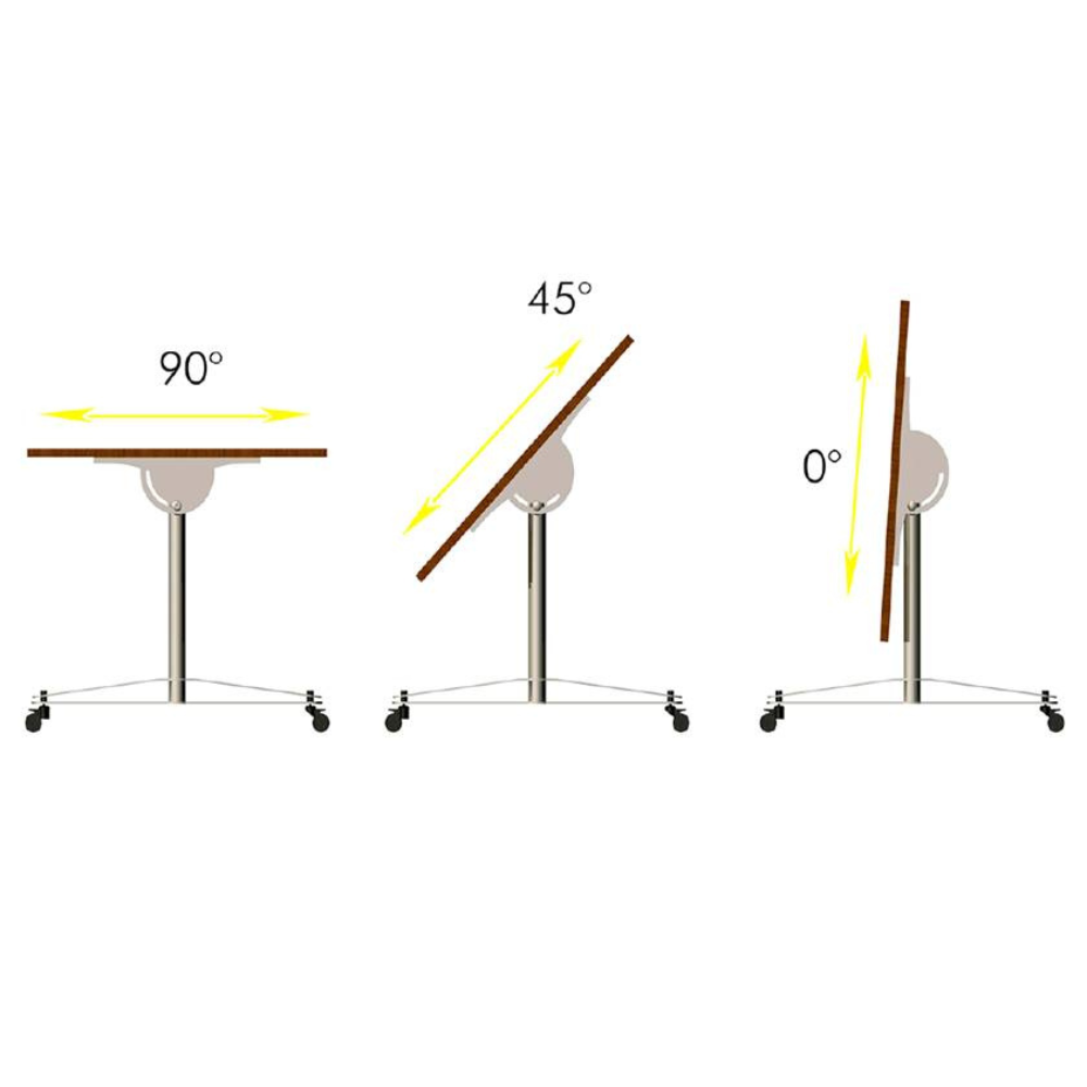 mesa TT cubierta abatible, base metalica con ruedas con freno