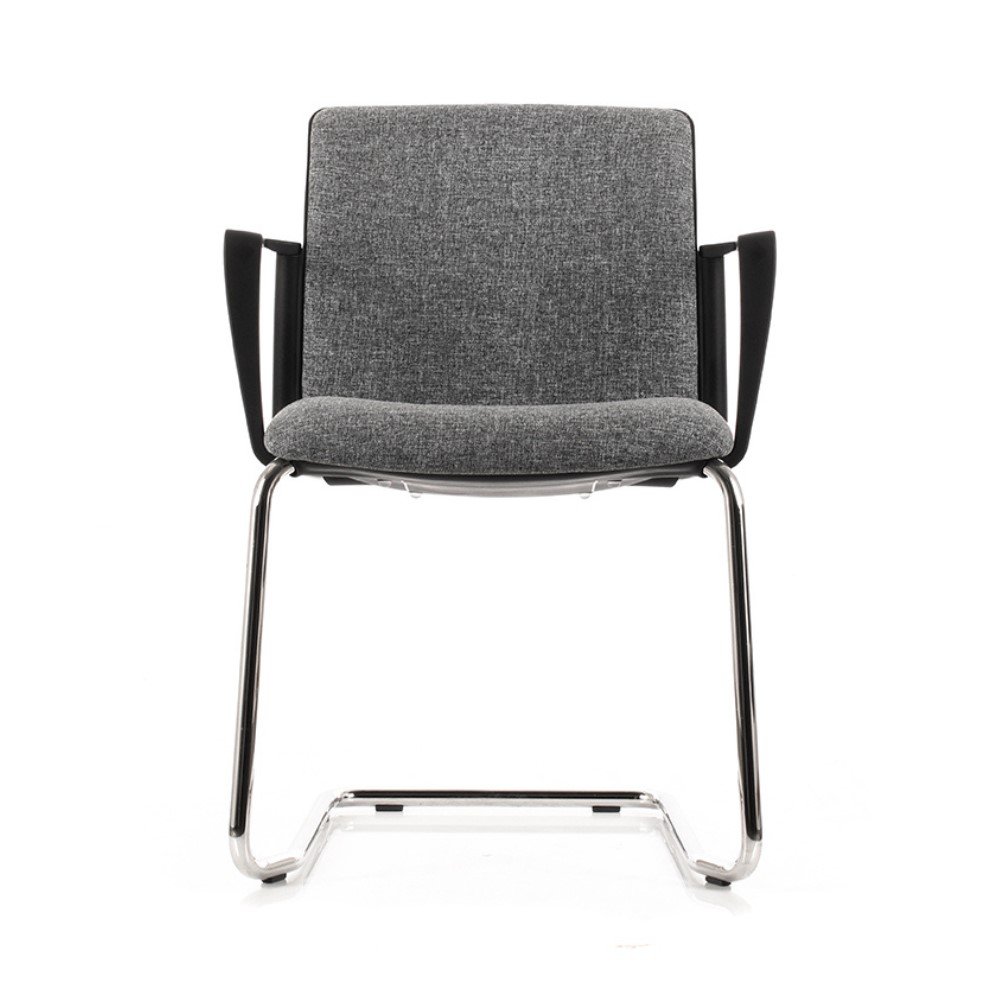 Silla de visita o multiproposito Logan Trineo, estructura cromada o negra, asiento y respaldo tapizados. Con brazos fijos