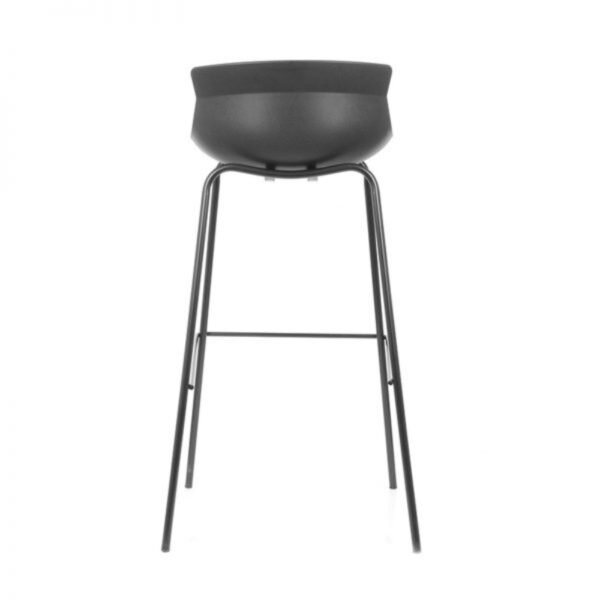 Taburete alto Living, estructura metalica, monocasco plastico, asiento tapizado