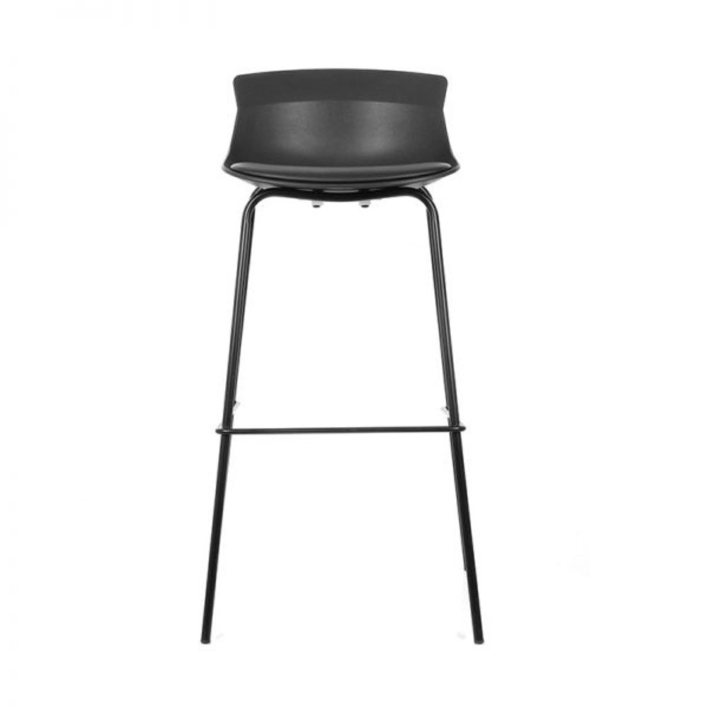 Taburete alto Living, estructura metalica, monocasco plastico, asiento tapizado