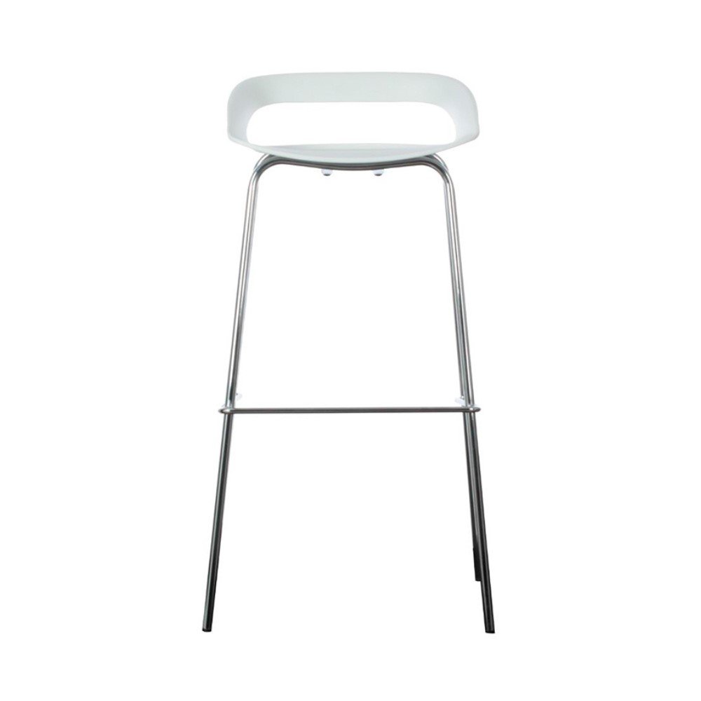 taburete Tom, estructura metalica, asiento y respaldo plastico