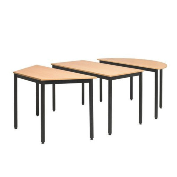 mesa para sala de capacitacion modular, trapecio o recta con patas cilindricas