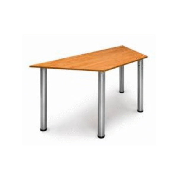 mesa para sala de capacitacion modular, trapecio o recta con patas cilindricas