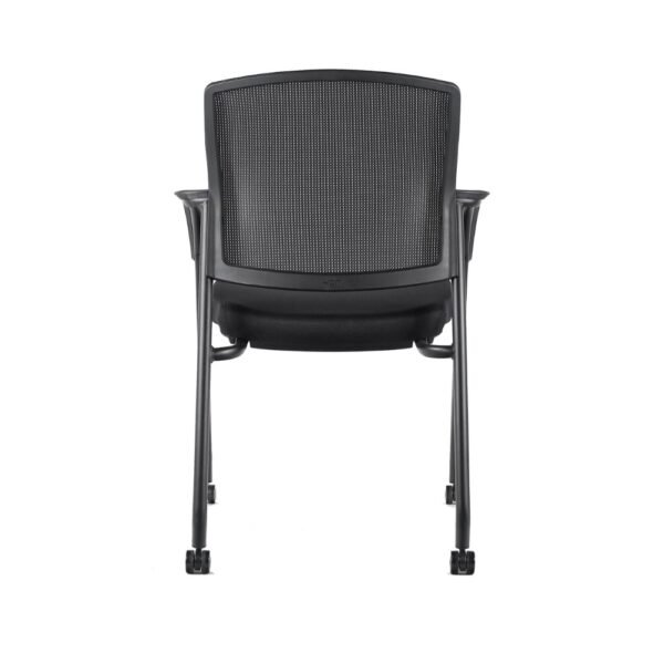 Silla de visita Jazz estructura de 4 patas con ruedas, respaldo de malla y asiento tapizado, con brazos