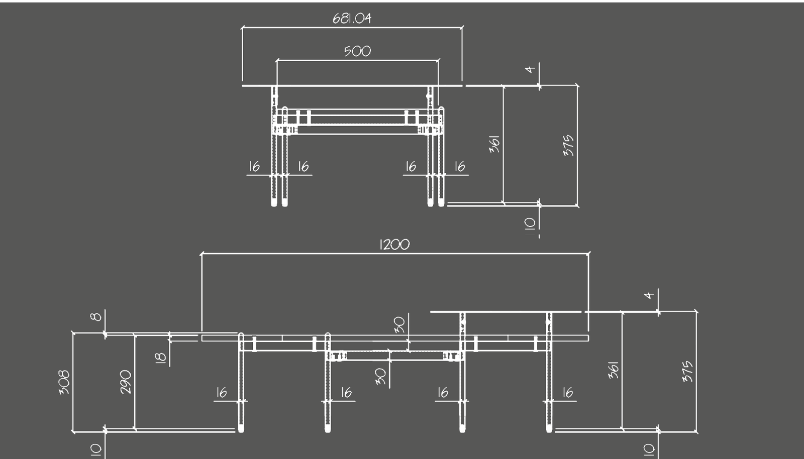 mesa de centro Polaris, cubierta colpr Peral con doble cubierta de aceero negra