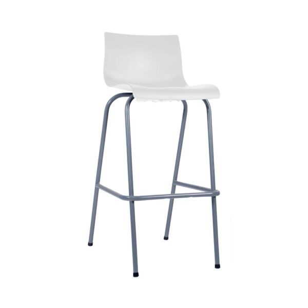 taburete Cob, estructura metalica, asiento y respaldo plastico