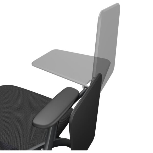 silla universitaria Flex, estructura plegable, asiento tapizado, respaldo de malla, paleta abatible