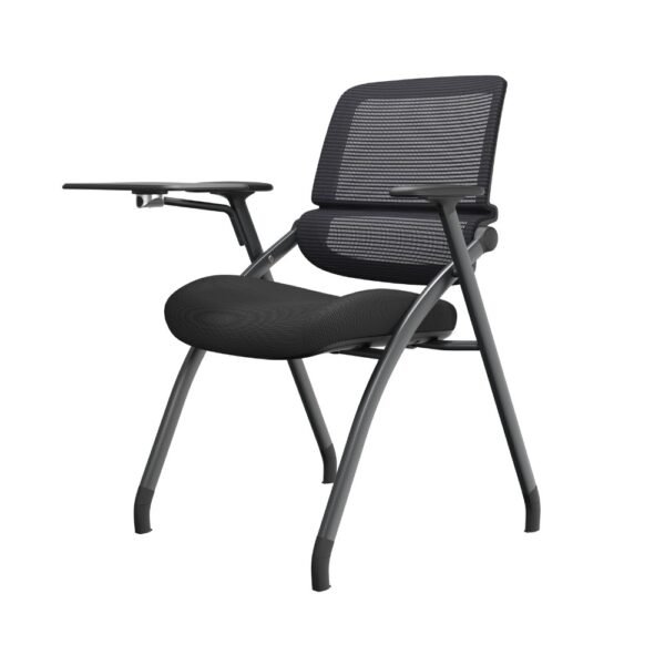 silla universitaria Flex, estructura plegable, asiento tapizado, respaldo de malla, paleta abatible