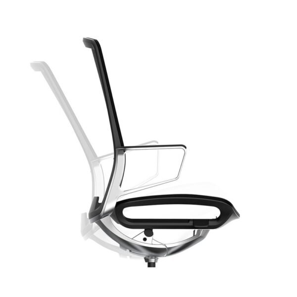 Silla gerencial Vanto de alta gama, asiento tapizado, respaldo de malla, brazos regulables 3D, base de aluminio, asiento desplazable