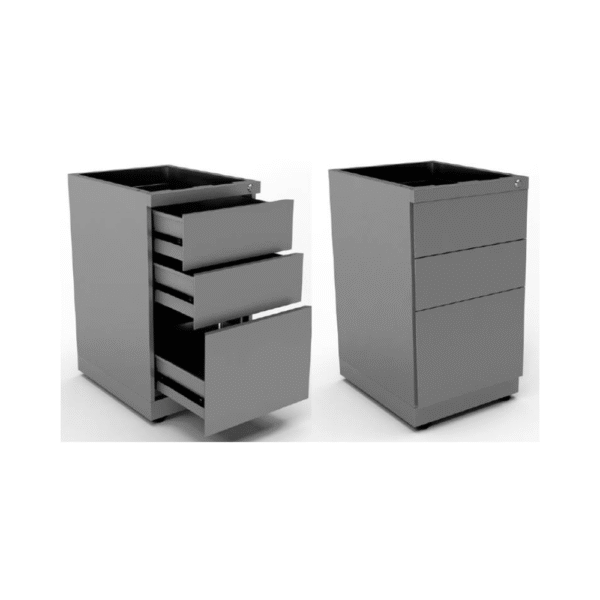 cajoneras metálicas de acero laminado, opcion 1 cajon 1 kardex, 3 cajones simples, con y sin ruedas, pintadas color blanco, gris grafito, gris aluminio o negro