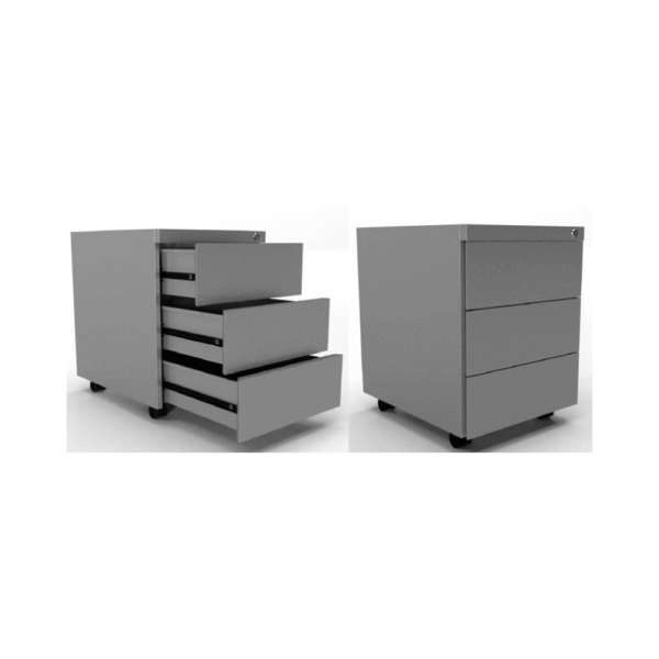 cajoneras metálicas de acero laminado, opcion 1 cajon 1 kardex, 3 cajones simples, con y sin ruedas, pintadas color blanco, gris grafito, gris aluminio o negro