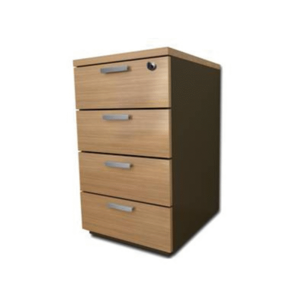 cajonera pedestal, fija, 4 cajones simples con cerradura trampa