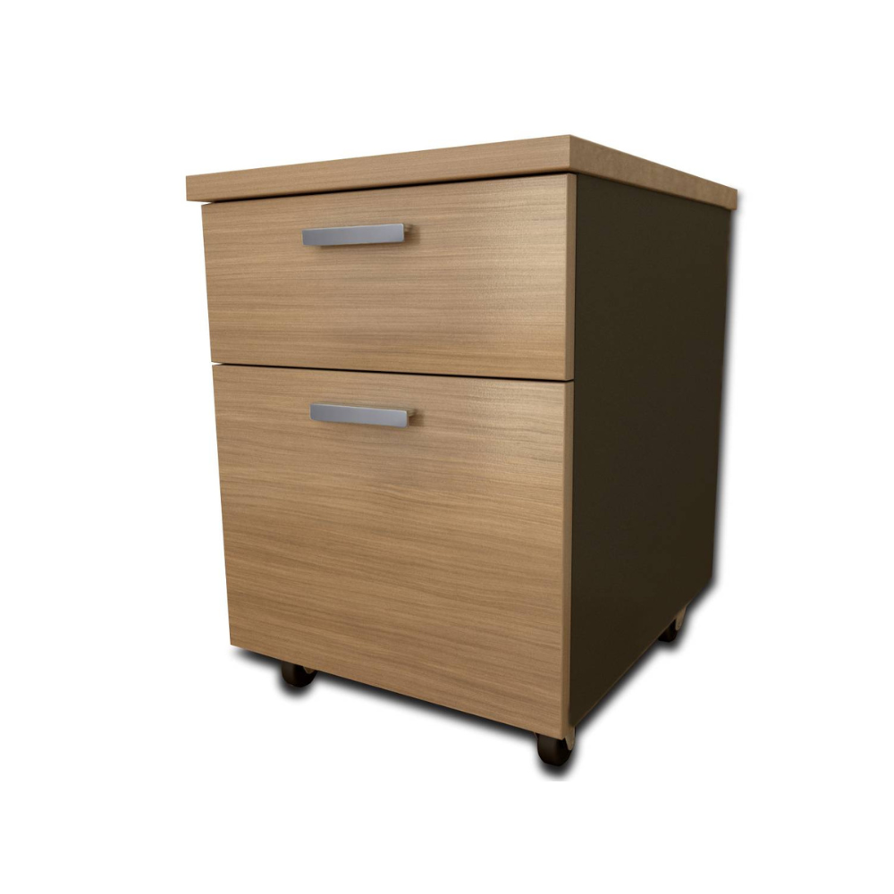 cajonera movil, con ruedas, 1 cajon simple, 1 cajon kardex para carpetas colgantes, cubierta, cerradura trampa